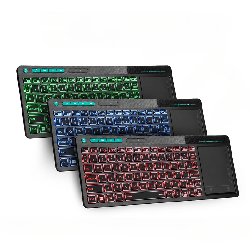 K18S 2.4G+4.0 Bluetooth wireless keyboard with touchpad Multimdeia RGB backlight key