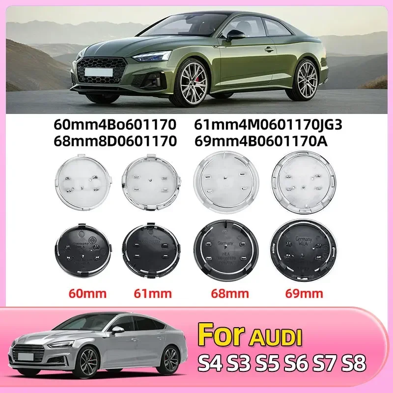 

4pcs 60mm 61mm 69mm Car Styling Wheel Center Cap Hub Covers Badge 4B0601170 For Audi A3 A4 A5 A6 A7 A8 S4 S6 Car Accessories