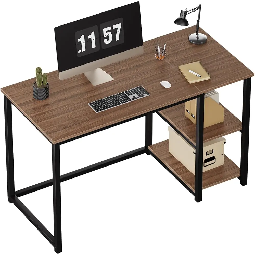 

Computer Desk 47 Hes With 2-Tier Shelves Sturdy Home Office Desk With Large Storage Space Modern Gaming Desk Study Writing