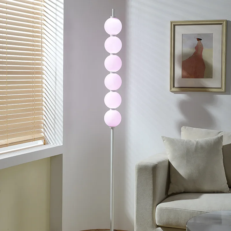 Imagem -03 - Arco-íris Candy Floor Lamp For Living Room Decor Home Standing Lamp Colored Glass Balls Abajur Sofá Bedroom Bedside Table Led Light