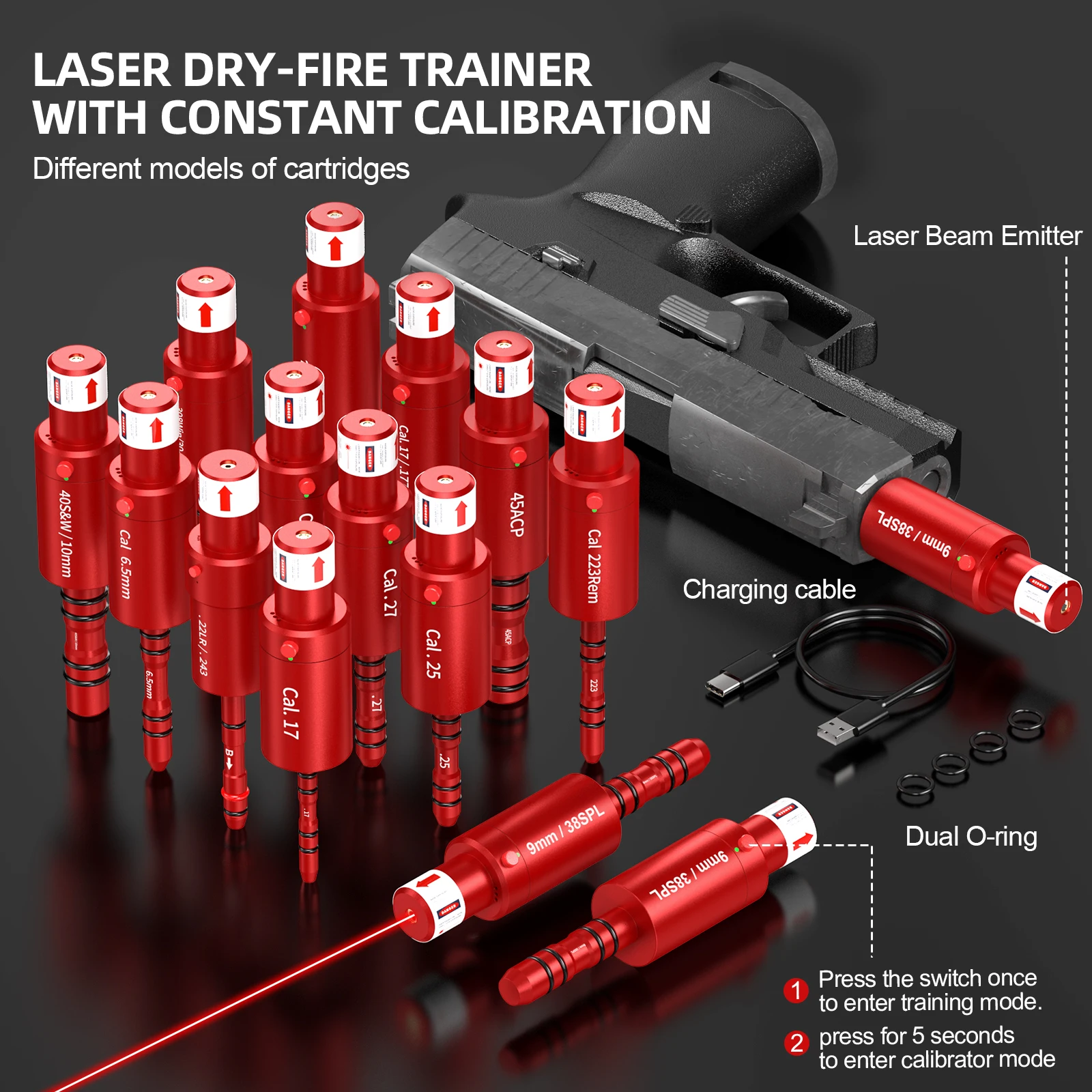 

9 мм/38SPL/Cal.17/.177/Cal.25/Cal.27 Лазерный тренажер двойного назначения — улучшение навыков стрельбы!