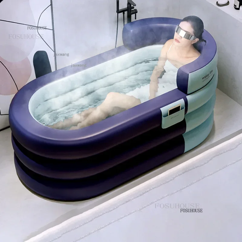 Large Capacity Hotel Space Capsule Inflatable Bathtubs Steam Sauna Folding Bathing Bucket Portable Home Plastic Bidet Artifact G