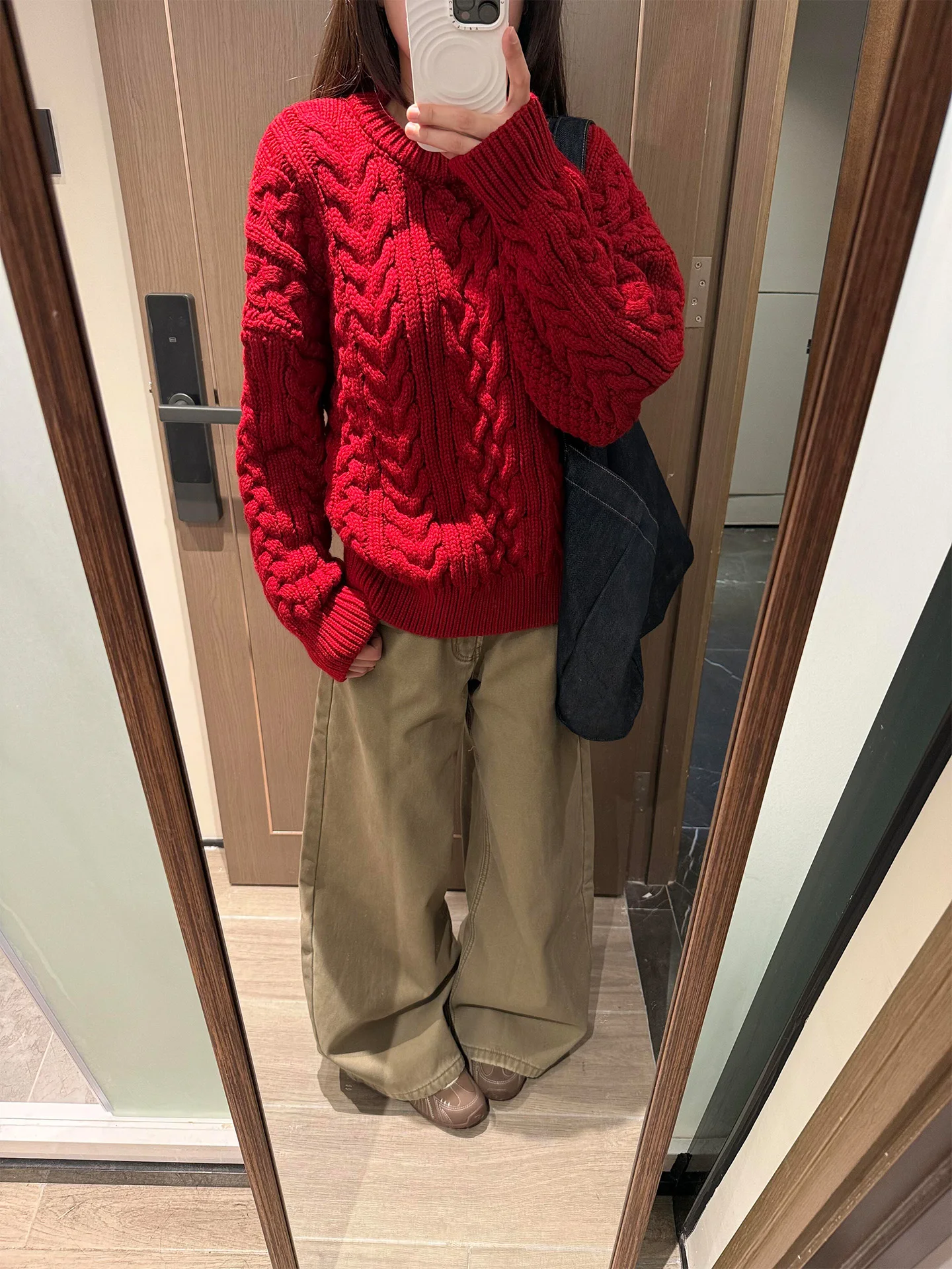 

Большие размеры Американские джинсы скинни на подкладке цвета хаки Женские зимние новые свободные широкие брюки с высокой талией Прямая узкая версия Пол L...