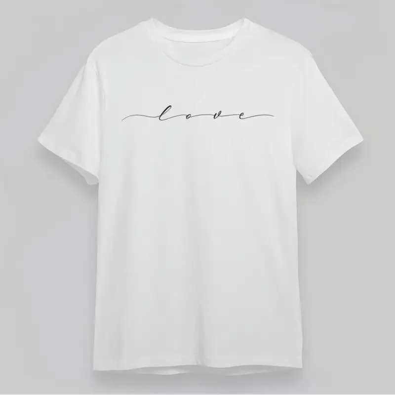 Camiseta clásica de tendencia para hombre, camisetas de algodón blancas con letras escritas a mano en negro llamativo