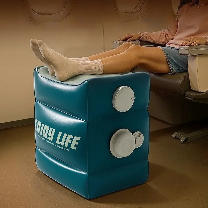 Living Room Footrest Portable Folding Inflatable Footstool Travel Convertible Single Stools Office Height Adjustable Ottoman