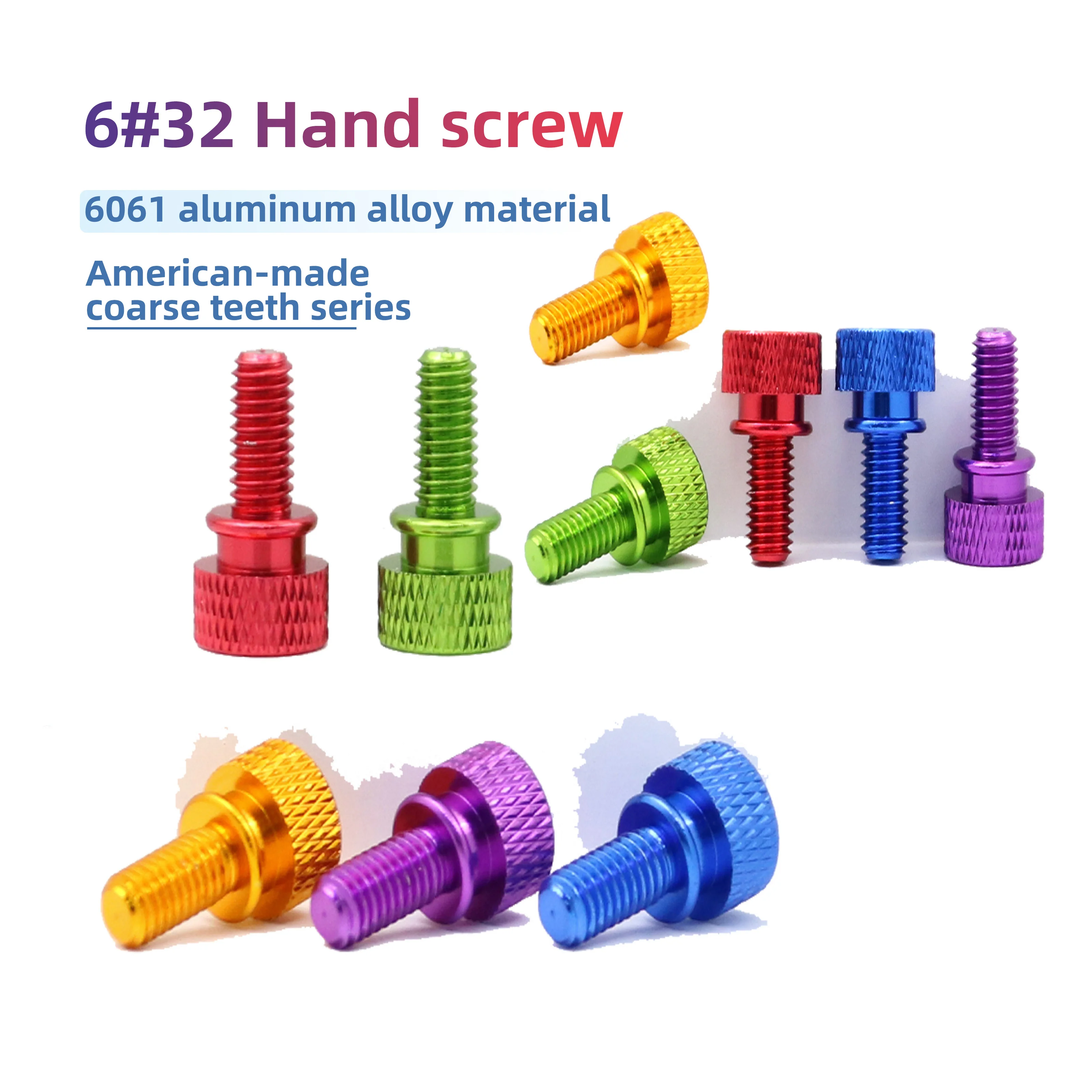 1pcs 6#32*6.5 Anodized Aluminum Alloy Thumb Screws, Colorful High Head Hand-Tighten Bolts for PC Case Decoration & Installation