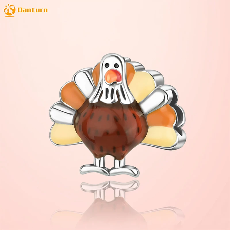 

Danturn 925 Sterling Silver Original Bead Shining Cute Turkey Dangle Charm fit Snake Chain Bracelet Fashion Women Jewelry Making