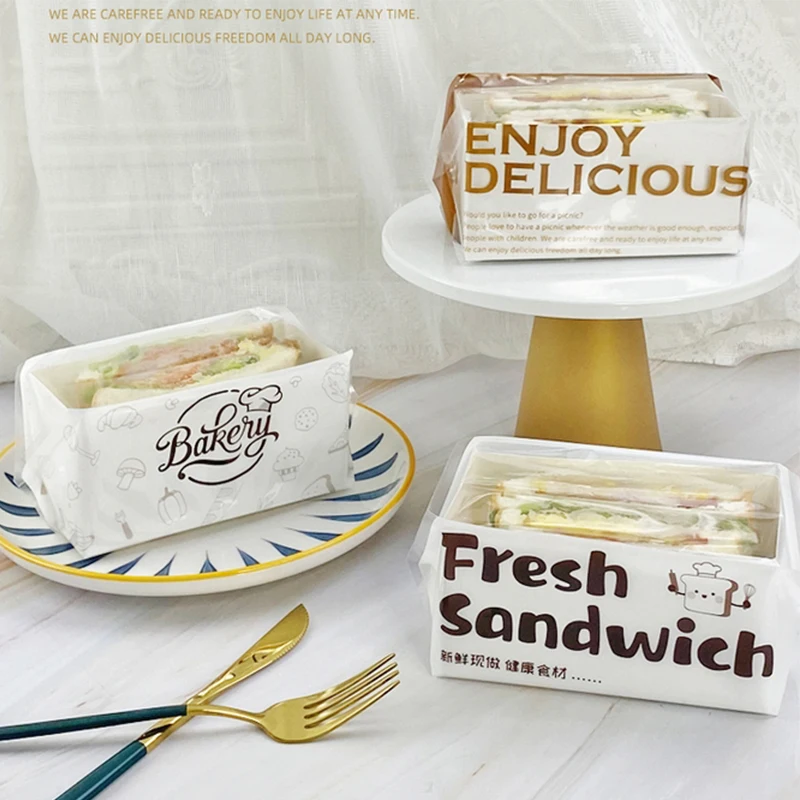 Sacs d'emballage alimentaire transparents en l'horloge, 50 pièces, pour sandwich fait maison, jxtoast, hambourg, fournitures de fête
