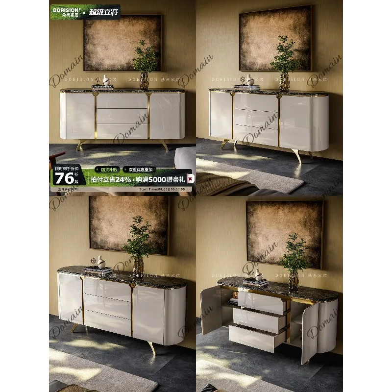 Italian Luxury Sideboard Cabinet Modern Minimalist Solid Wood Entryway Buffet Storage Credenza