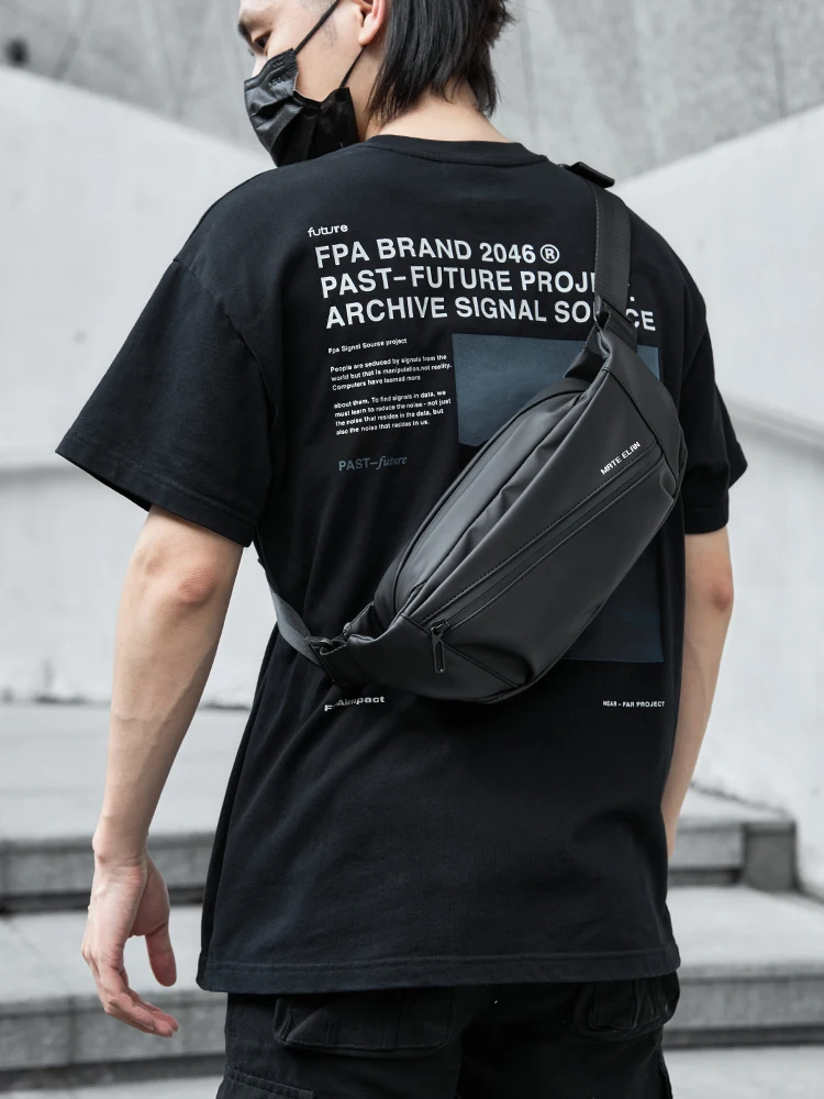 casual-unisex-crossbody-bag-outdoor-sports-sling-bag-fashionable-street-style-motorcycle-element-soft-polyester-zipper