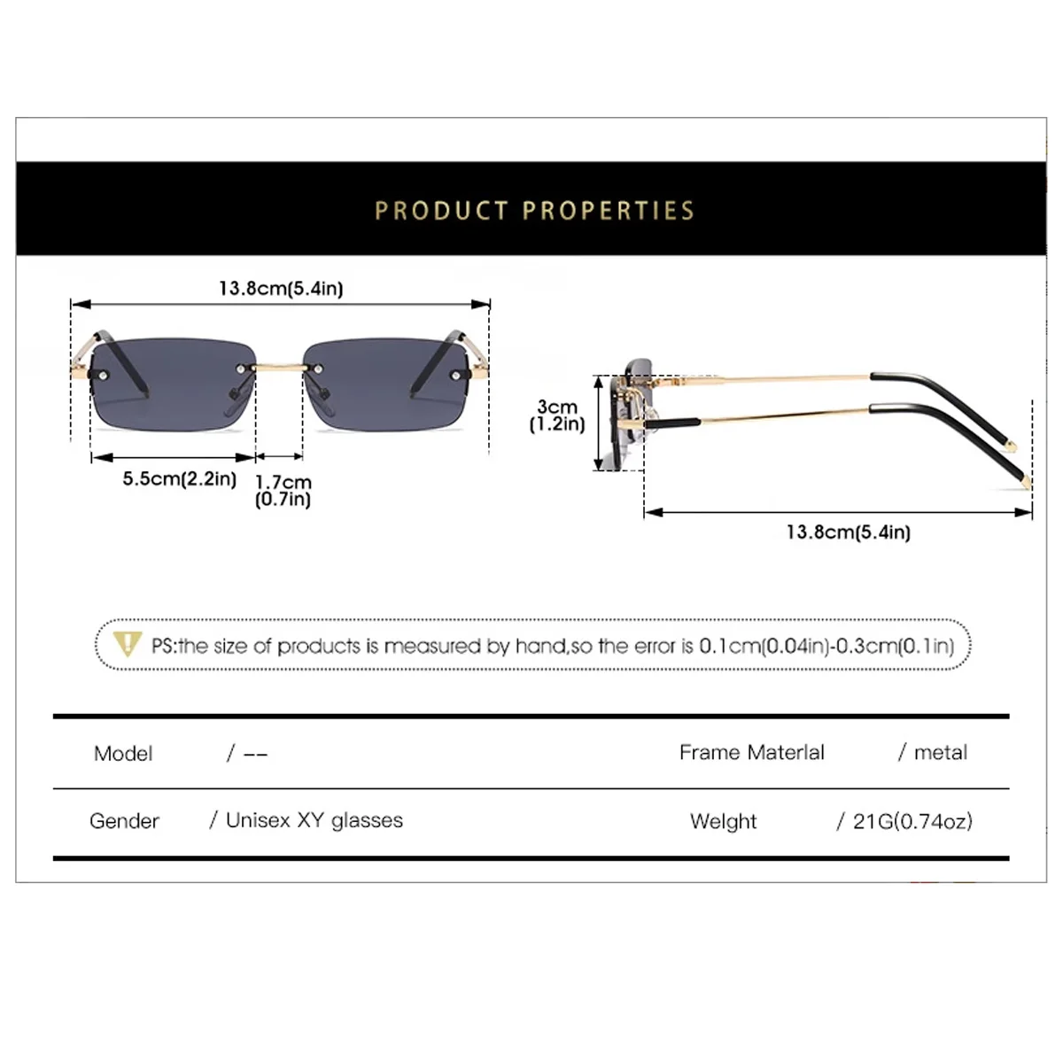 Neue Rechteck Vintage Sonnenbrille Frauen Fashion Square Bunte Klassische Casual Rahmenlose Randlose Männer Sonnenbrille UV400 – Detail 5