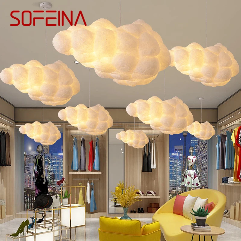 

SOFEINA Wedding Props White Cloud Shaped Chandeliers Shopping Mall Ceiling Decorative Lights Wedding Welcome Area Lighting