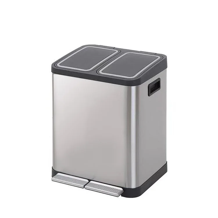 Foot pedal sorting garbage can, stainless steel dry and wet separation, waste mask, sanitary can, double layer anti-fingerprint