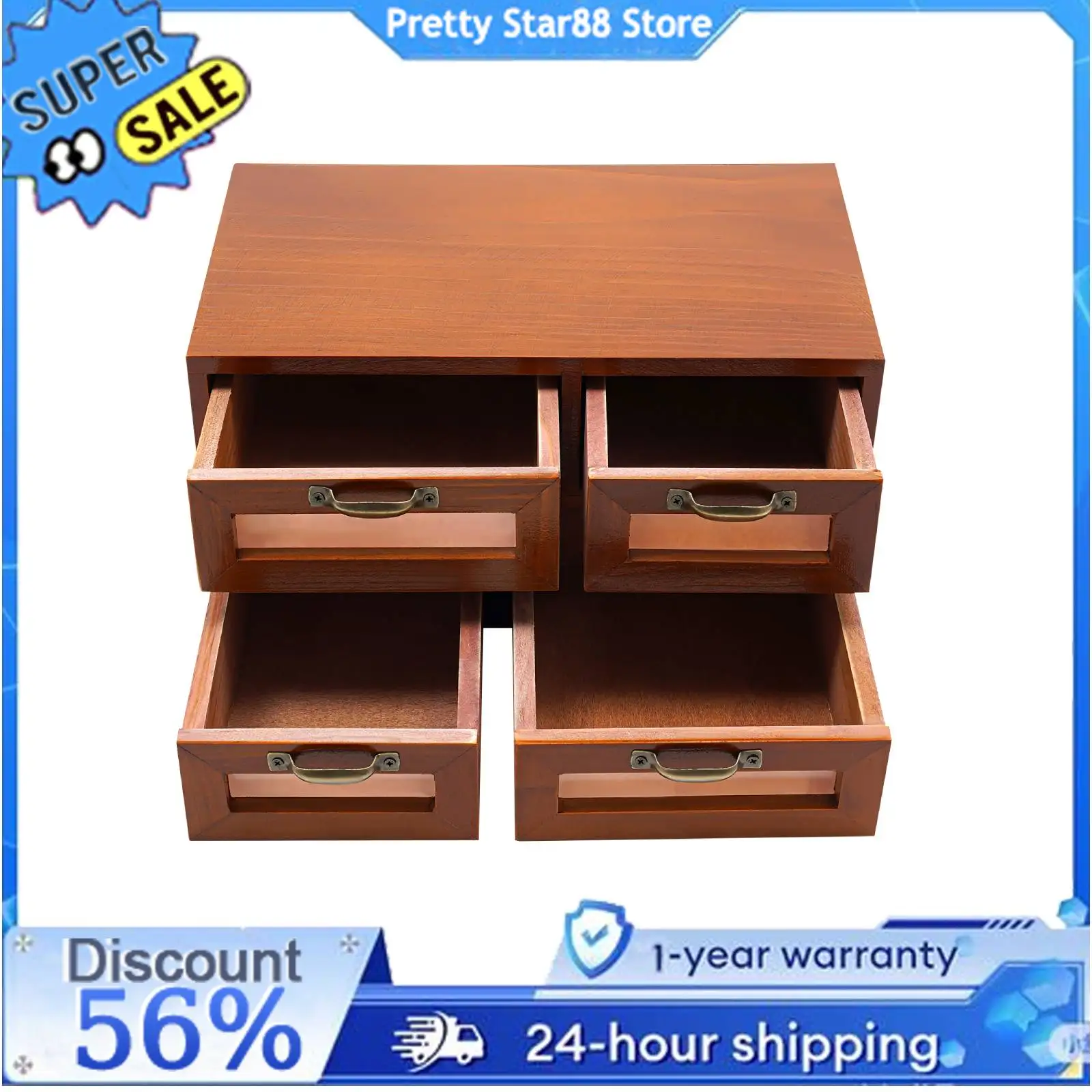 

Lightweight Wooden Desktop Storage Cabinet Desk Organizer with Drawers Smooth Edge Environmentally Friendly Stable Construction