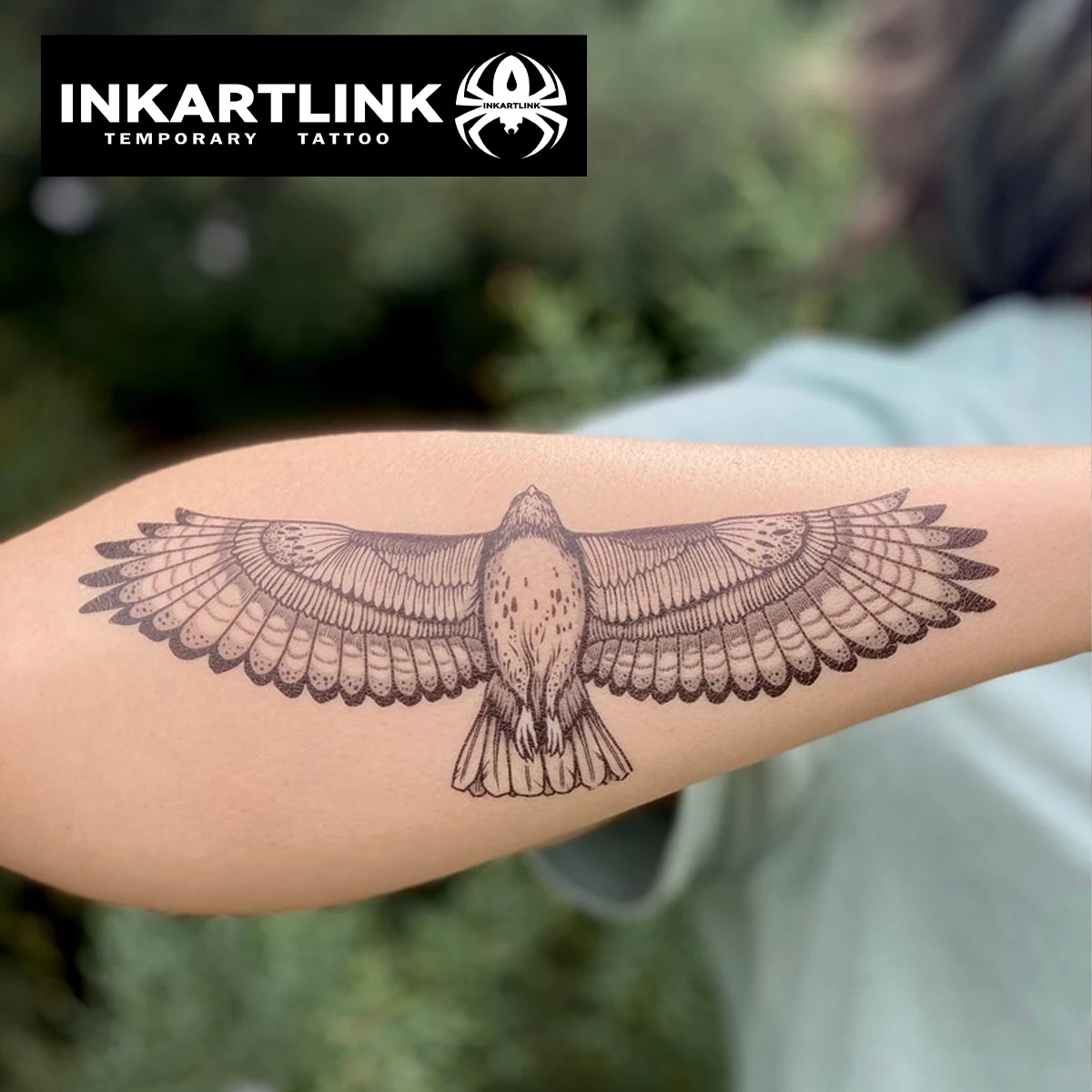 Eagle with wings spread Temporary Tattoo,Lasts To 15 Days New Technology Magic Waterproof Semi Permanent Sticker.