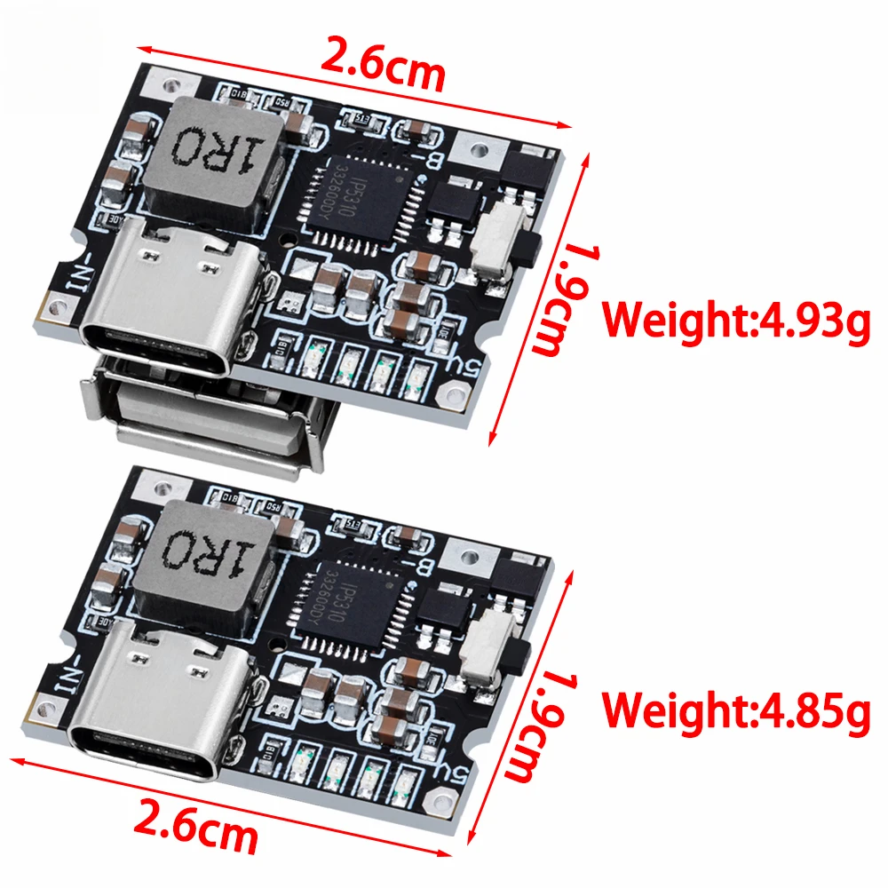 1A/2A/2.45A /3.1A usb TYPE-C/micro usb Boost Step Up modulo di alimentazione litio LiPo caricabatteria scheda di protezione per caricabatterie fai