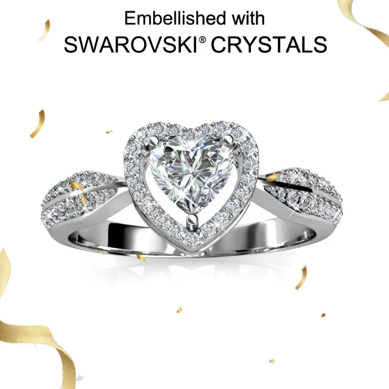 

Daisini 925 Sterling Silver Pavé Round Swarovski Crystals Smooth Polished Band Luxurious Anniversary Gift Fine Jewelry for Bride