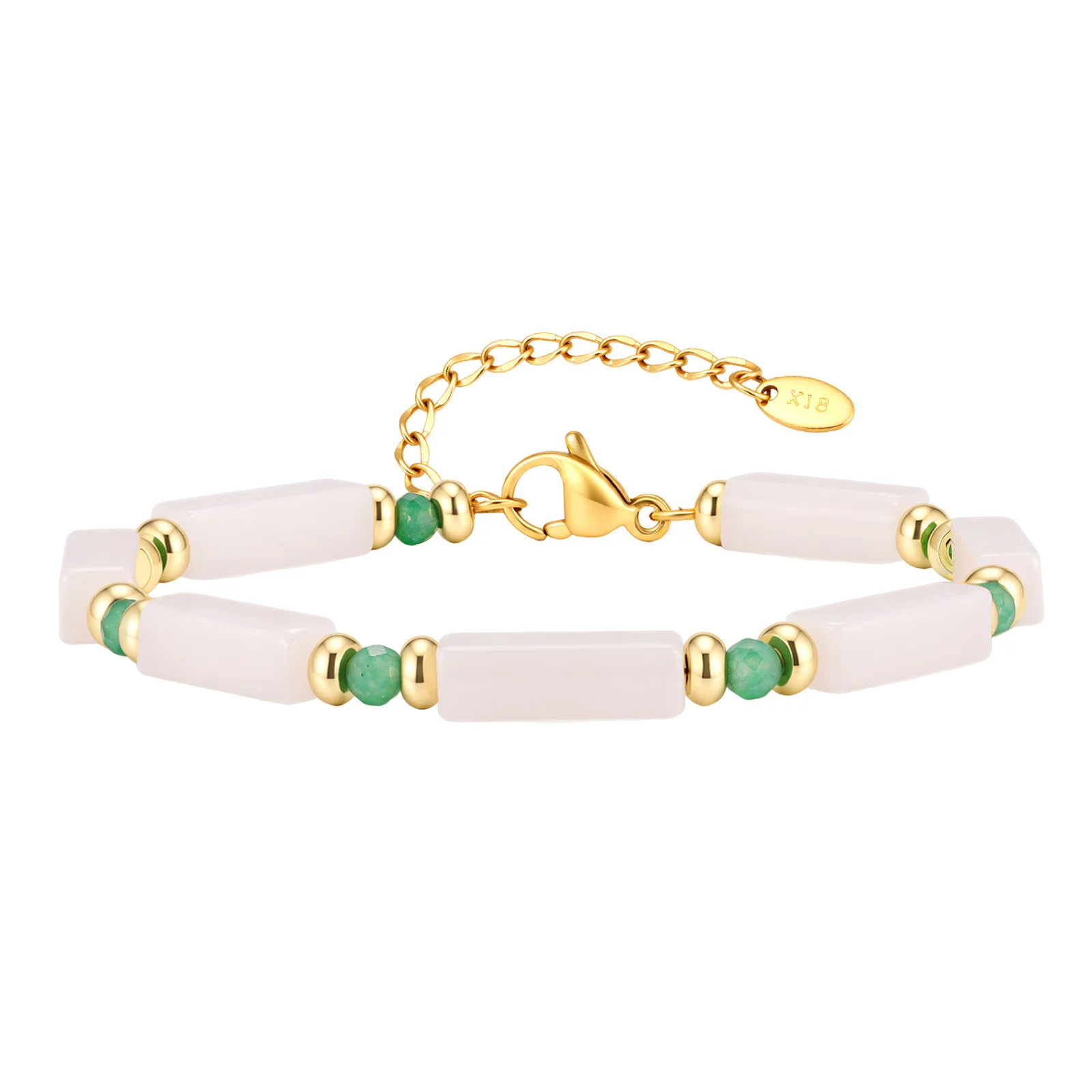 Stainless steel Ball With white jade stone layered delicate bracelet For Women Lady Party Jewelry BR-3059