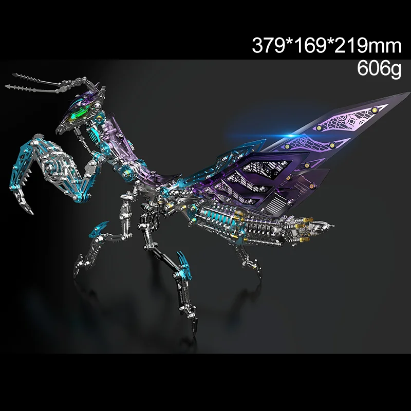 DIY Punk 3D Metal Puzzle Mech Gear Mechanical Assembly Luminous Insect Mantis Model Kit Personalized Gift Toy