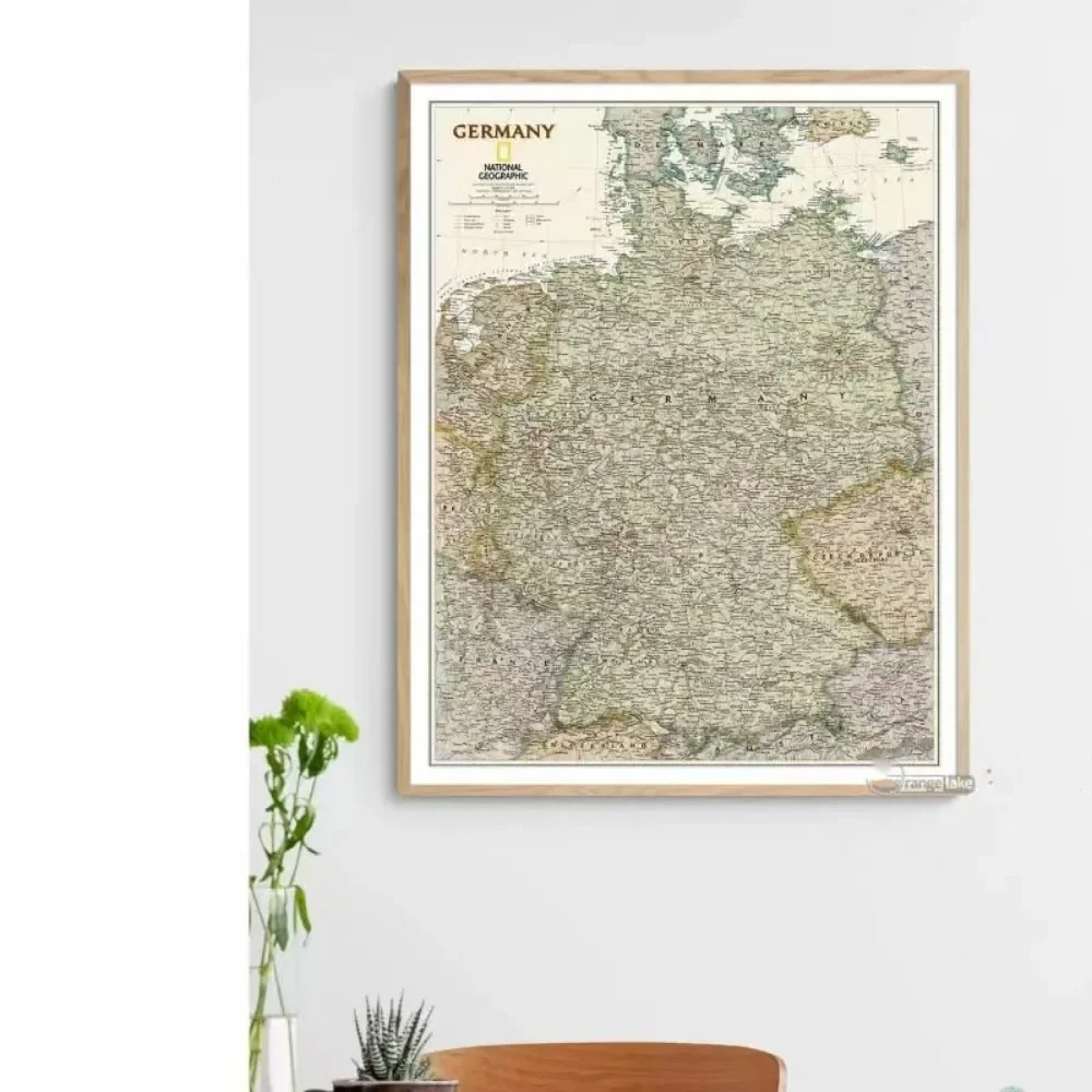 Große Deutschland-Karte, Wandkunst, Poster, Heimdekoration, Drucke, hochwertige Baumwoll-Leinwandmalerei für die Wand, bestes Geschenk für Reisende – Detail 3