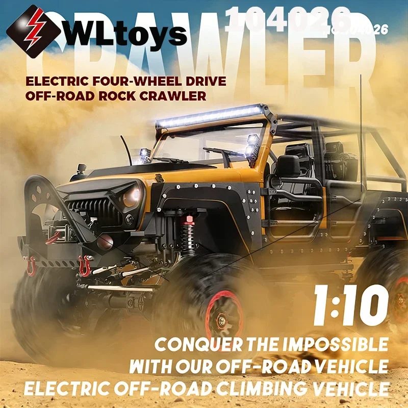 WLtoys 1/10 Scale 104026 High-Speed 2.4G 4WD RC Car with 550 Motor Remote Control Off-Road Rock Crawler Toy for Kids And Adults