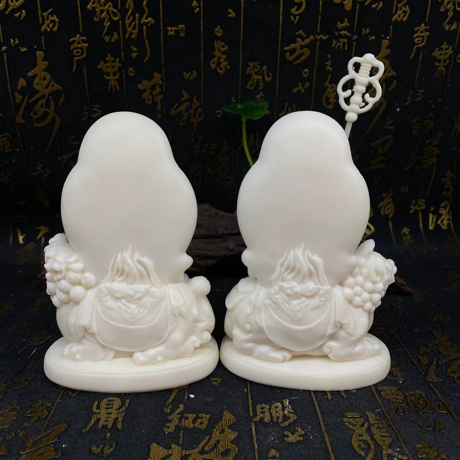 Ivory Nut Carved Samantabhadra Figurine With Backplate 128.55.5cm Home Office Desktop Decor Craft Ornament