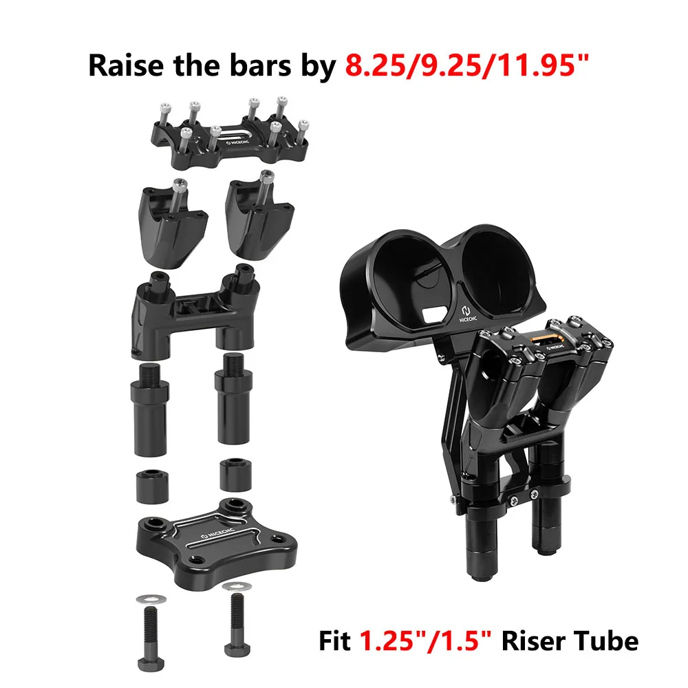 

2015-2023 For Harley Road Glide FLTRX /Special FLTRXS /Limited Gauges Relocation Mount Bracket Kit Fit 1.25" 1.5" Riser Tube