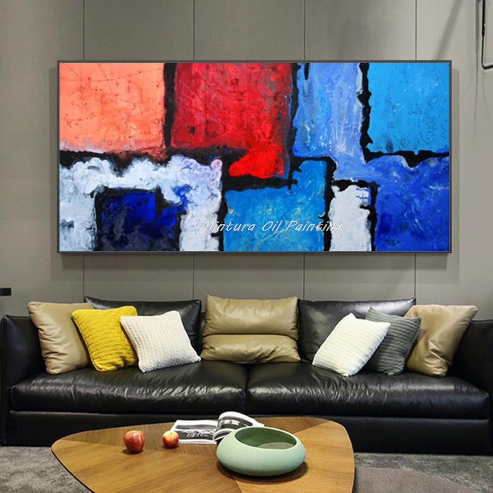 Mintura Large Handpainted Modern Abstract Texture Color Block Oil Paintings on Canvas Wall Art Picture For Living RoomHome Decor