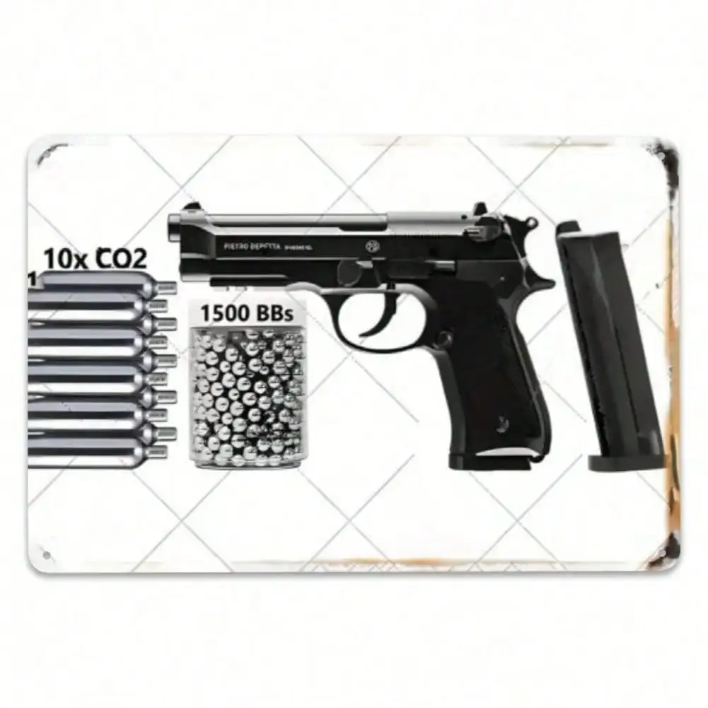 Pistola de Aire Comprimido Beretta 92FS CO2 BB, Set de Pistola de Aire Comprimido de Metal, Calibre .177, Retroceso Realista, Práctica de Tiro de Alta Velocidad, Regalo