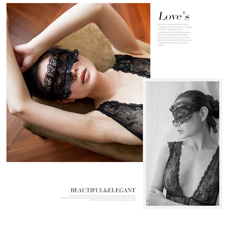 新しいノベルティ女性女性女性のセクシーな眼鏡マスク黒のセクシーなストラップ透明レース楽しい下着アクセサリーコスチュームアイマスク