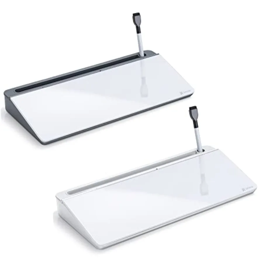 

Desktop Glass Whiteboard Gray and White, Desk Organizer and Desktop Memo Pad Solution for Home Office Accessories and School Su