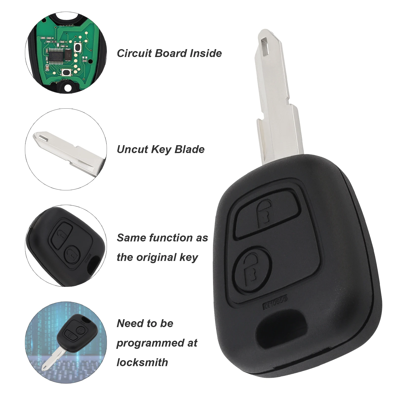 433MHz 2 Buttons Uncut Flip Car Key Fob Keyless Entry Remote Replacement Fit for Peugeot 206 /306/405 Models 2007-2017 ID46 Chip