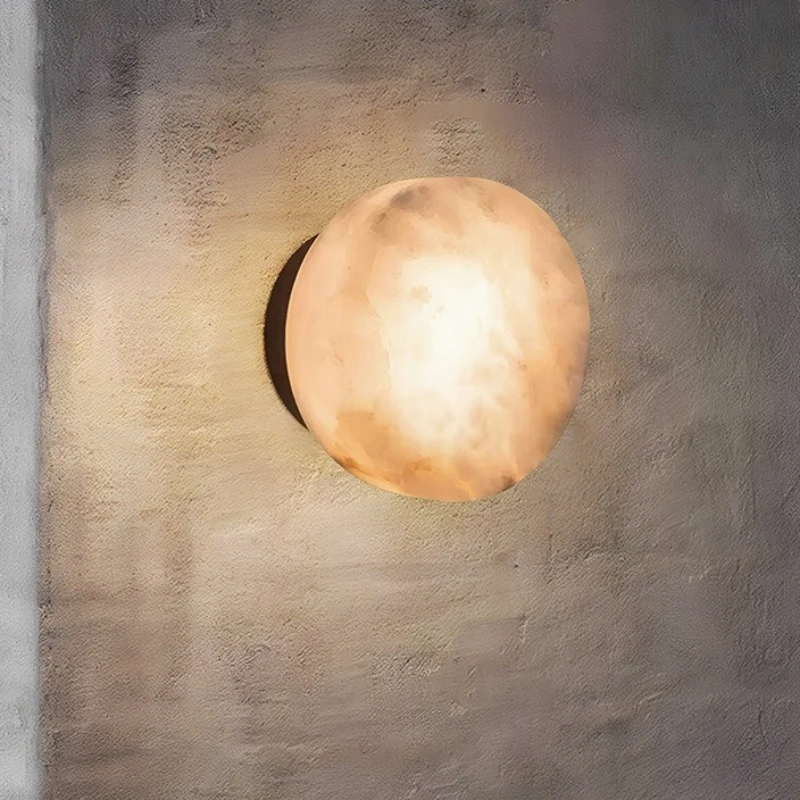 Natural Marble Wall Lamp Circular Retro Walls Light Living Room Bedroom Bedside Lighting Lamps Home Inside Decoration Lights
