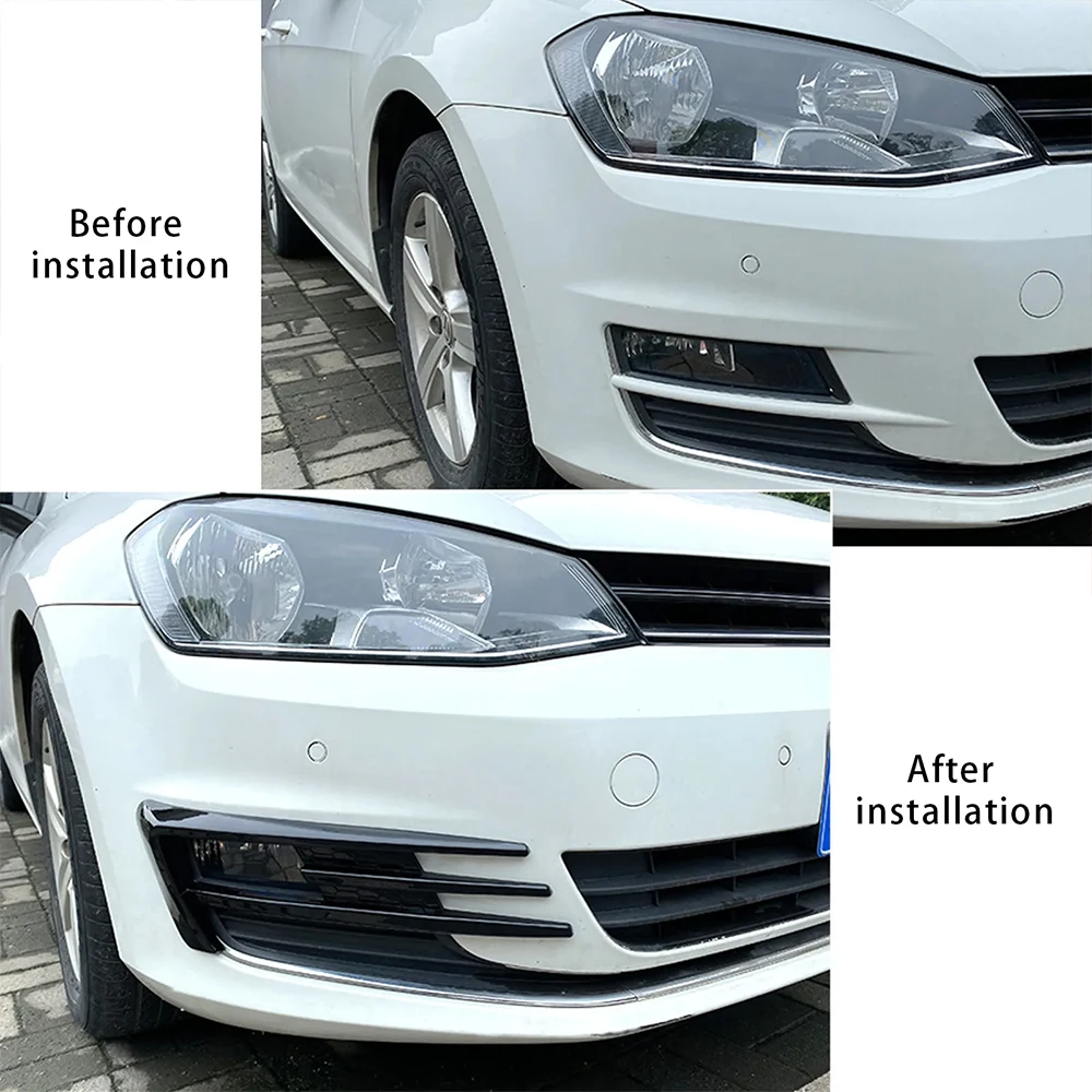 

Front Bumper Splitter For VW Volkswagen Golf 7 2013 2014 2015 2016 MK7.5 2017-2020 Black/Carbon Look Fog Lamp Trim Bumper Grill