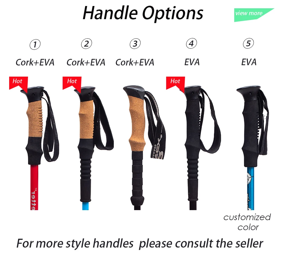 عمود تزلج قابل للسحب من الفلين قابل للتخصيص من الكربون بنسبة 100% مع رياضات خارجية