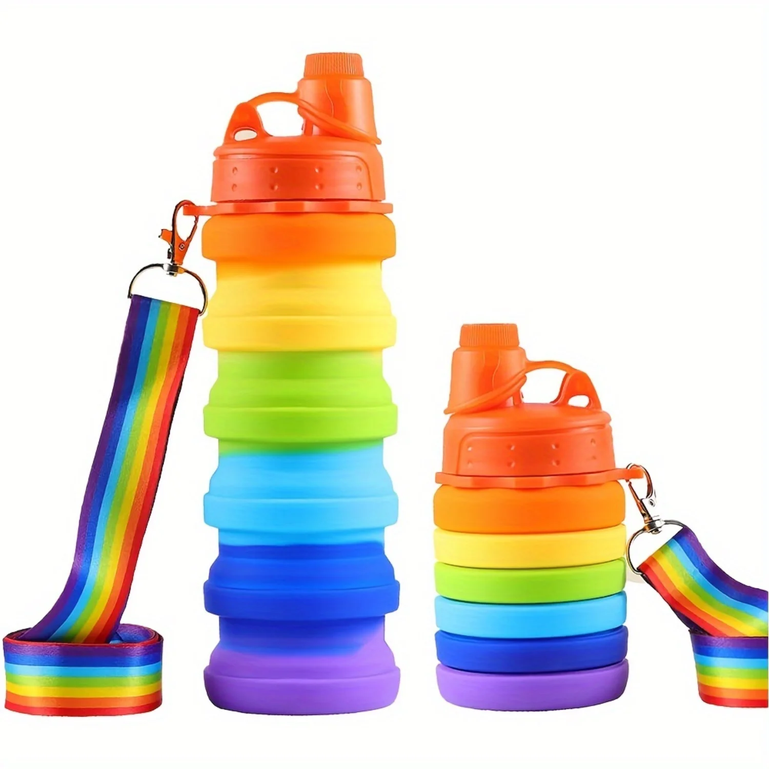 

Collapsible Silicone Water Bottle For Sports, Reusable Foldable Water Bottle With Strap For Travel, Camping, Hiking