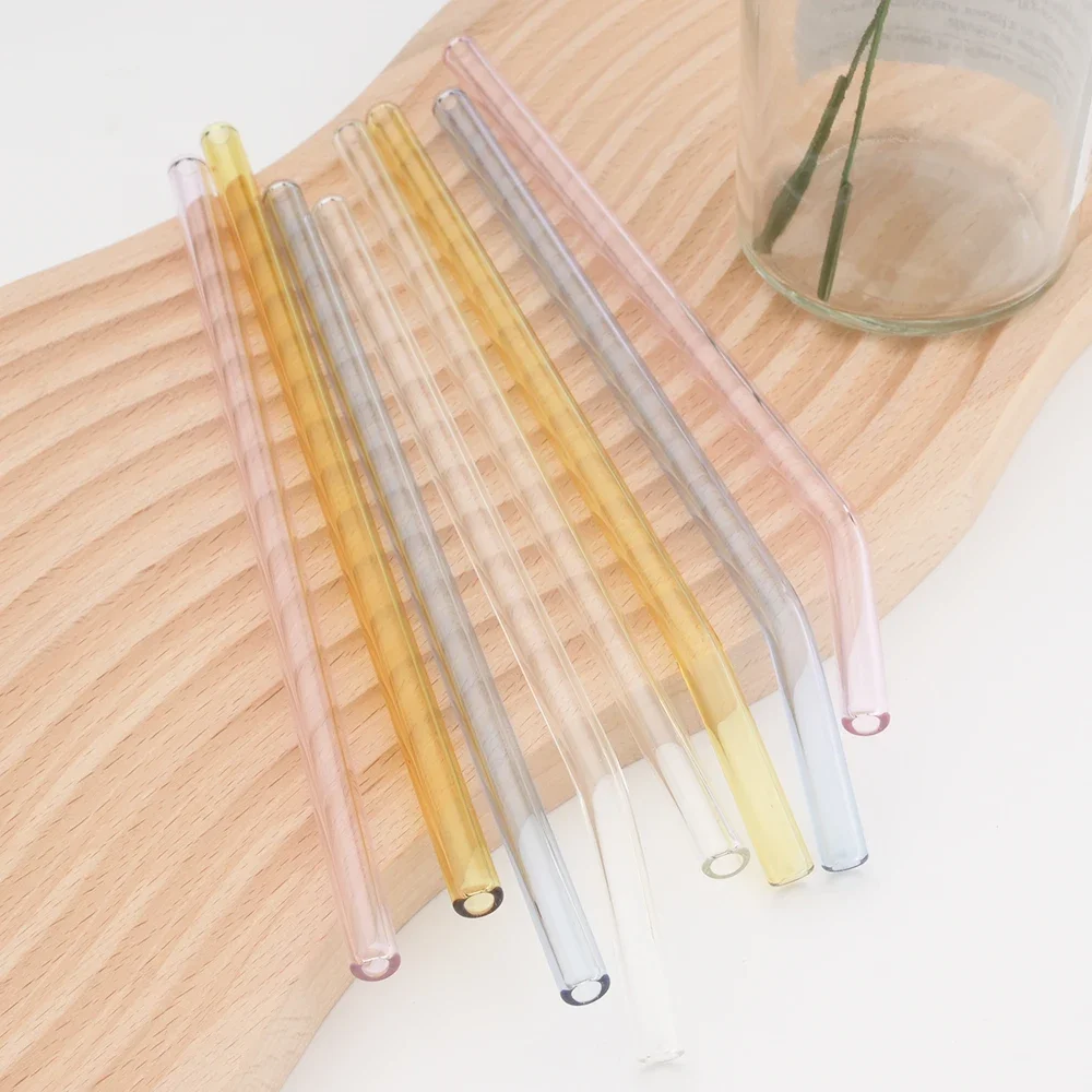 12Pcs Reusable Glass Straw Set High Borosilicate Smoothie Cocktails Straw Healthy Eco Friendly Drinking Straw with Clear Brush