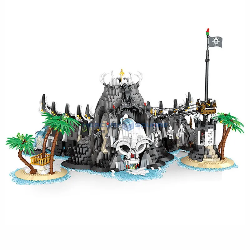 Pirate Bay MOC 66012 Model Building Blocks Skull Seaside Island Bricks Creative Ideas Building Toy Set Gift for Boys Girls Kids