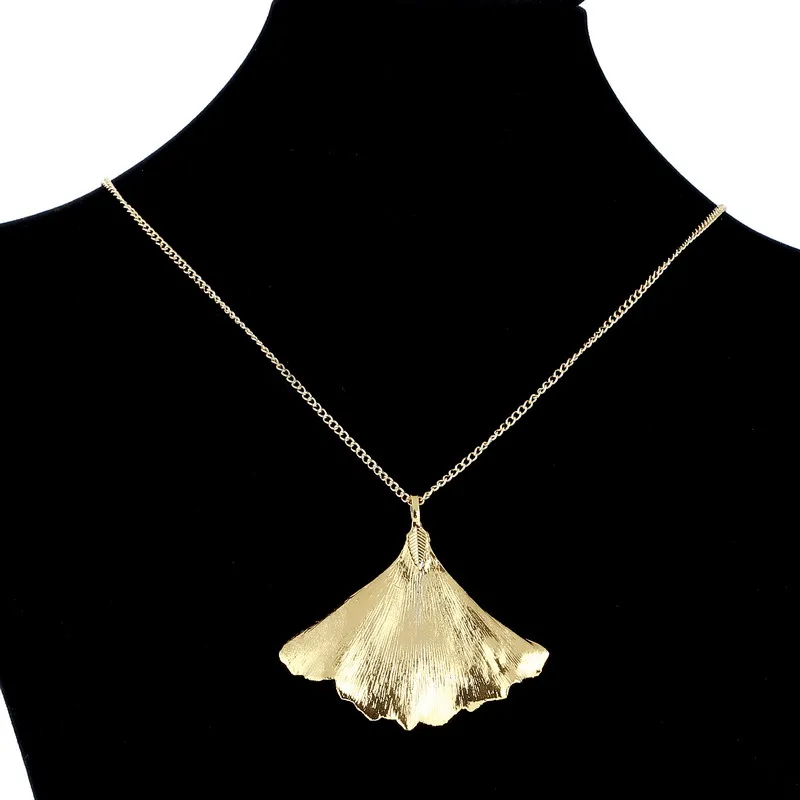 LOVBEAFAS Fashion Unique Gingko Plant Natural Real Leaf Necklace Custom Jewelry Chain Long Gold Color Necklaces Pendants Gift