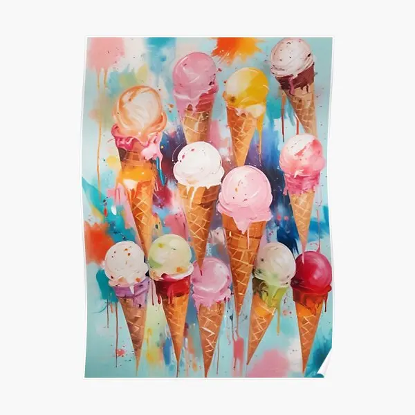 Ice Cream Social Bar Store Pattern Desig  Poster Picture Decoration Decor Wall Art Home Print Modern Vintage Mural No Frame