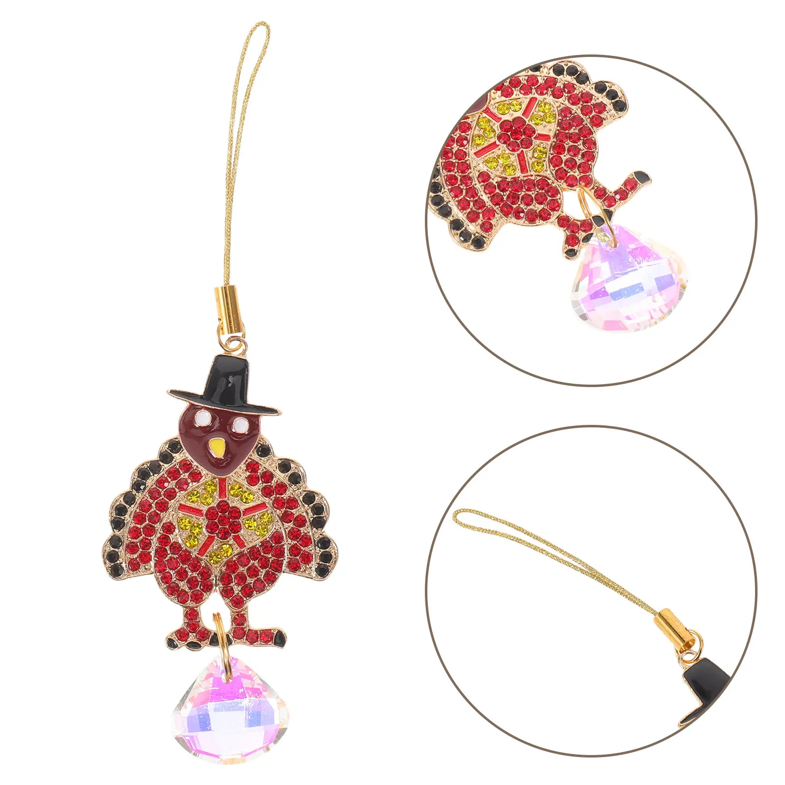 4Pcs Turkey Thanksgiving Suncatcher Crystal Prism Rhinestone Autumn Window Hanging Decoration Fall Turkey Ornaments