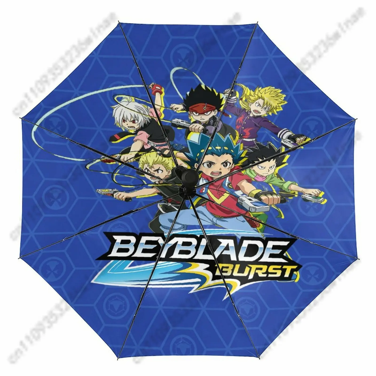 Beyblade 3 Fold Auto Umbrella Men Women Windproof Waterproof Folding Umbrella Lightweight Portable Cosplay Umbrella