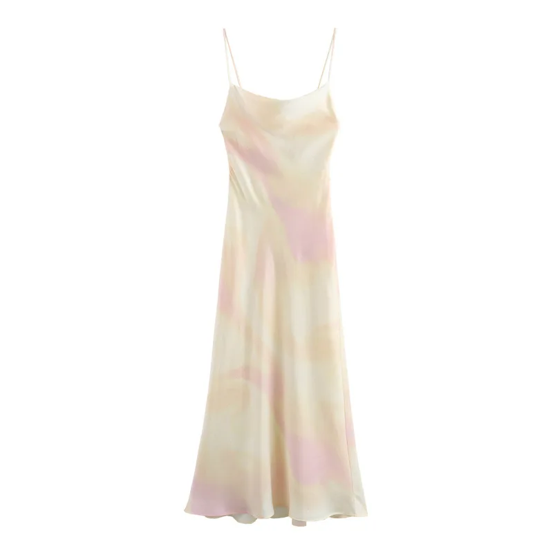 

Women's Fashionable Metal Fabric Silk Satin Texture Sling Dress 2180217
