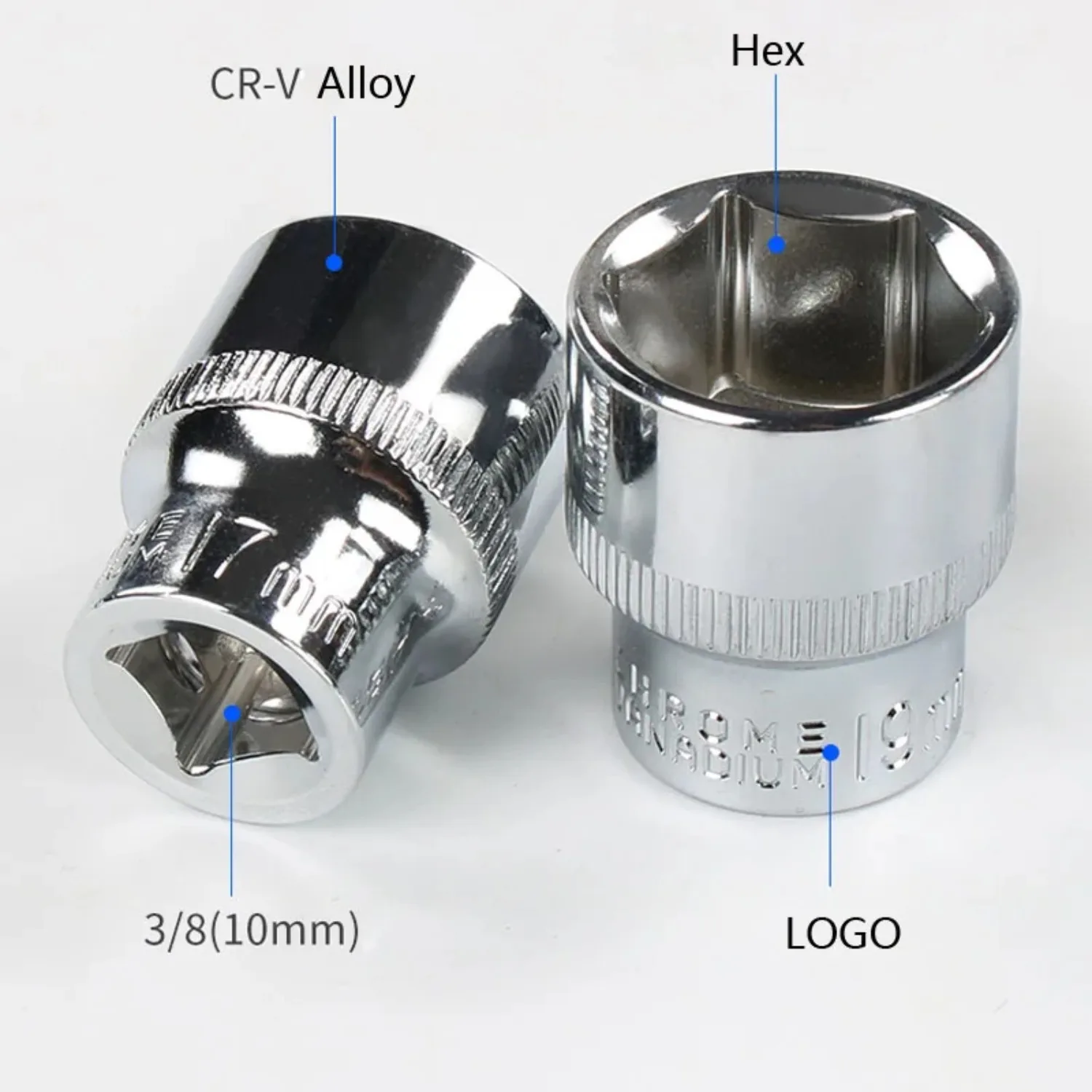 3/8-Zoll-Sechskant-Steckschlüsselbit 6-24 mm, 6-Punkt-Steckschlüssel für Elektrowerkzeuge, CRV-Schraubenschlüssel, Ratschenschlüssel, Mutternschlüssel – Detail 4