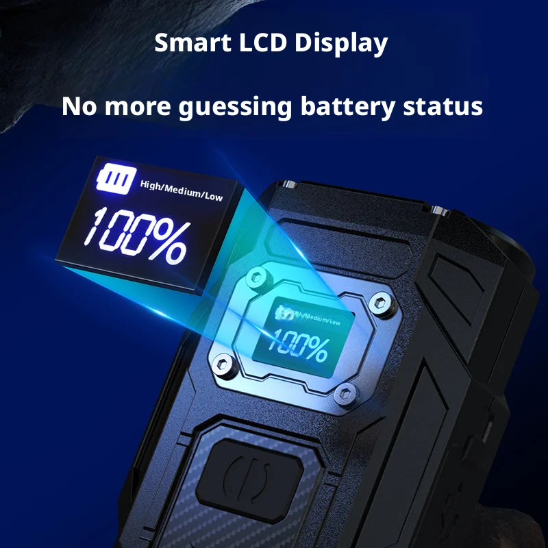Multi Functional Flashlight Type-C Charging With Digital Display Flashing Mode Working Light Red Light