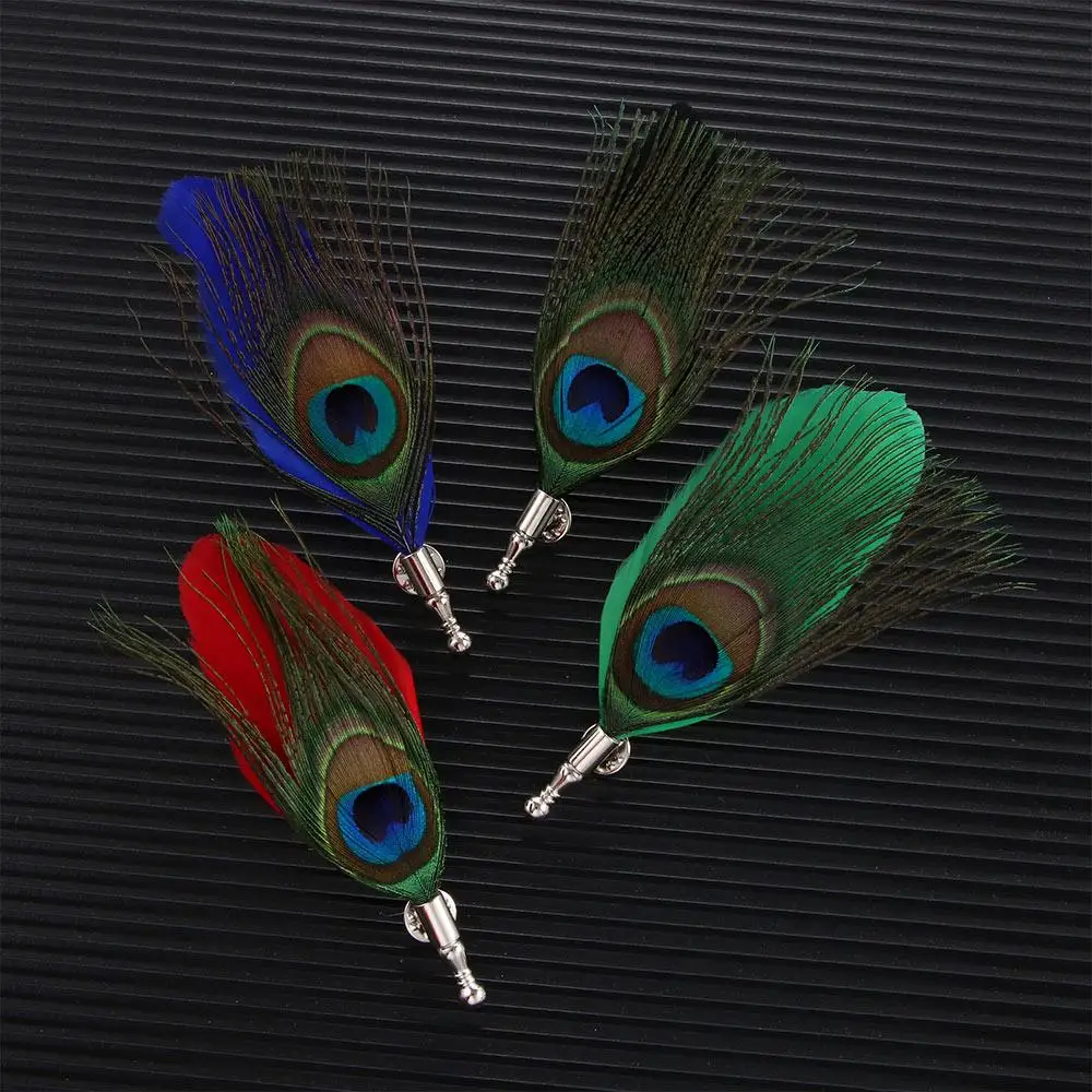 Unisex Handmade Novelty Feather Wedding Party Jewelry Brooch Lapel Pins Dress Suit Accessory