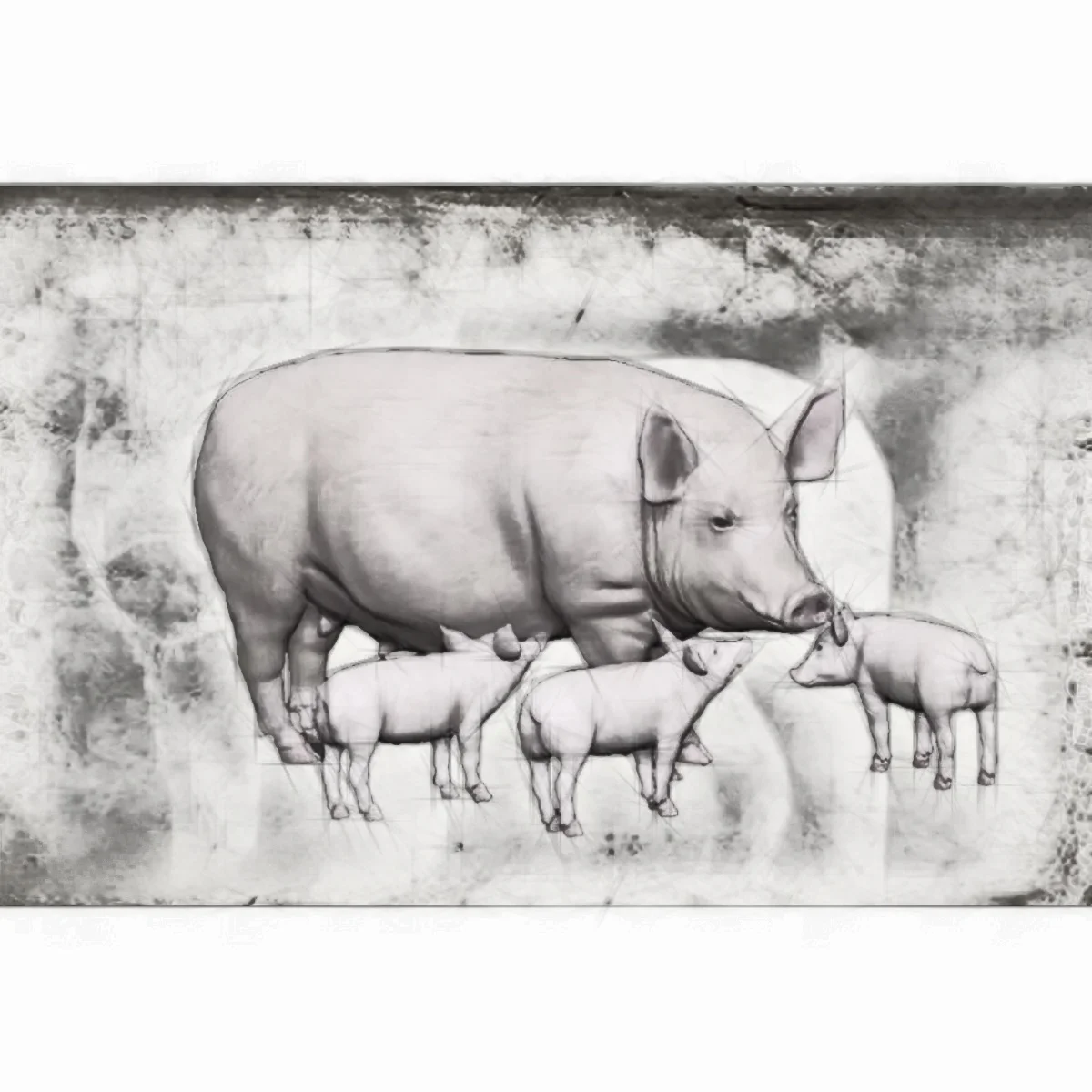 

1/35 Resin unpainted model Kit, Pig and Piglet,(4) unassembled and unpainted GK, 1103W