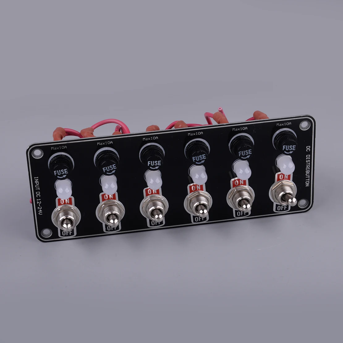 12-24V 6 Gang Metal Rocker Switch Panel w/ LED Circuit Breaker Fuse Box Car Marine Boat Truck