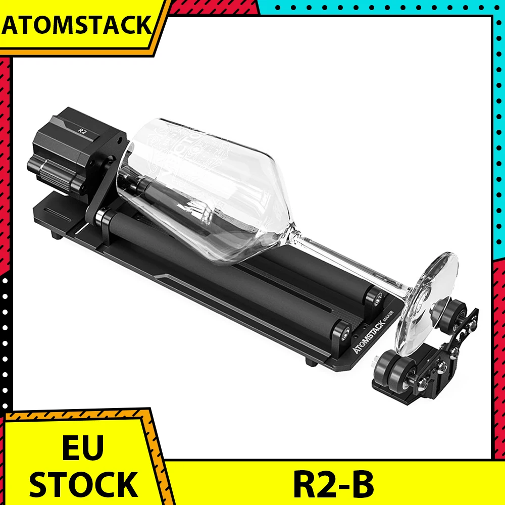 ATOMSTACK R2-B Simple Rotary Roller 360° Rotating Engraving Compatible with 95% of Laser Engraver Models