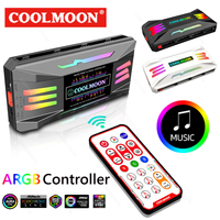 COOLMOON ARGB Controller 4Pin PWM 5V 3Pin ARGB Cooling Fan HUB Adapter Smart Remote Control for ASUS MSI Case Chassis Radiator